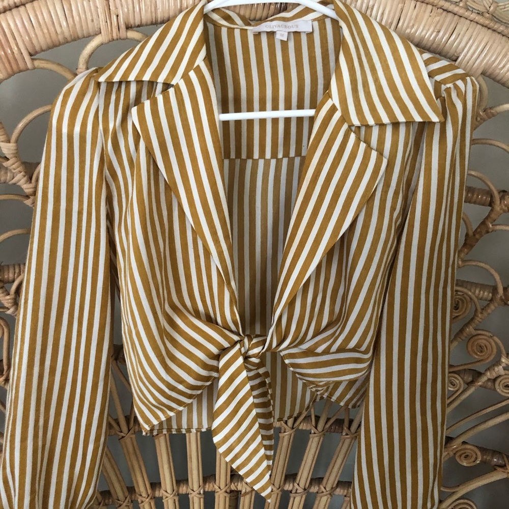 RARE Olivaceous Tie Front Blouse